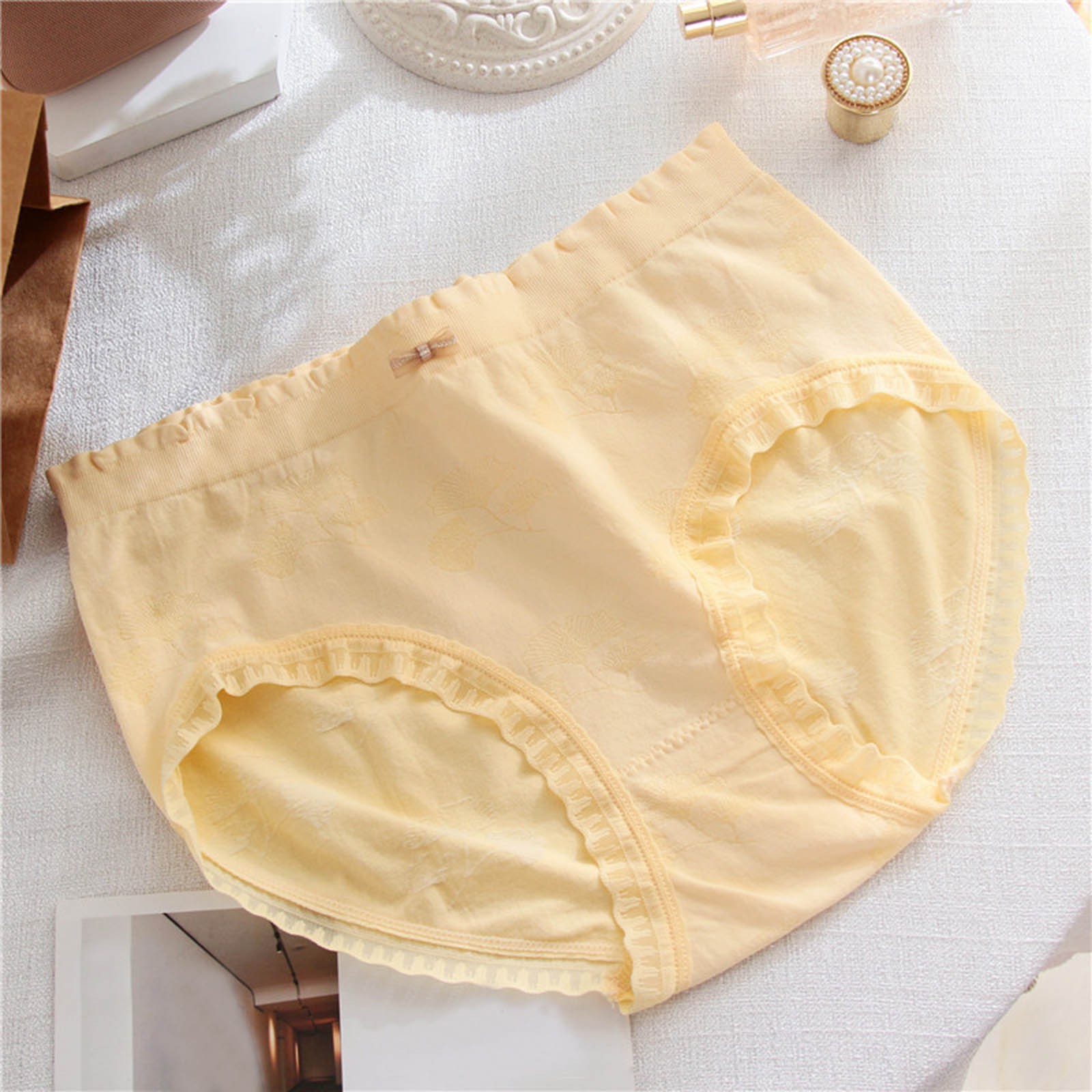 thumbnail image 4 of Braguitas de encaje de algodón para mujer talla grande - Braguitas de corte alto - Transpirables, no se suben - Cintura de spandex, 4 of 4